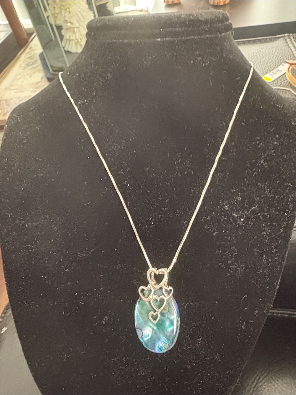 Sterling Silver Heart New Zealand Paua Shell Pendant With 925 Chain - Picture 7 of 7